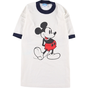 古着 ディズニー DISNEY MICKEY MOUSE ミッキーマウス リンガーT キャラクタープリントTシャツ USA製 メンズS /eaa347616