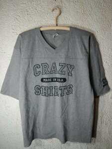 to6564　レア　crazy shirts　クレイジー　シャツ　メキシコ＋アメリカ製　５－７分袖　ｖネック　ｔシャツ　ラガーシャツ　人気　送料格安