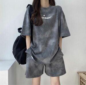 在庫処分セール レディース　セットアップ　オルチャン　韓国　タイダイ柄　ルームウェア　Tシャツ