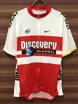 GS875 ナイキ NIKE DISCOVERY CHANNEL 半袖 サイクルジャージ XLサイズ 白 赤 別府文之 日本チャンピオン_画像1