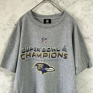 NFL 半袖Tシャツ スーパーボウルチャンピオン ボルチモア・レイブンズ　ロゴプリント　サイズM