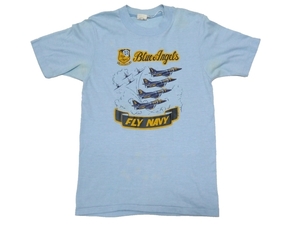 80’ｓ U.S.NAVY Blue Angels ビンテージ Tシャツ ブルーエンジェルス アクロバット飛行隊 水色 50％コットン 50％ポリエステル spruce製 S