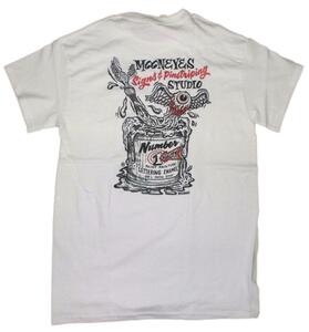 ★ムーンアイズ Tシャツ ピンストライプ ステューディオ 白- S 正規品 mooneyes pinstripe flying eye ball 50s 1shot