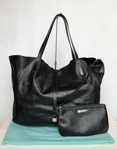  last sale! rare rare ultimate beautiful goods Tiffany reversible original leather tote bag black pouch attaching lady's Fukui prefecture pawnshop. quality seven 