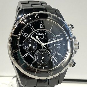  ultimate beautiful goods Chanel J12 chronograph black ceramic automatic self-winding watch wristwatch H0940 black face Date men's 