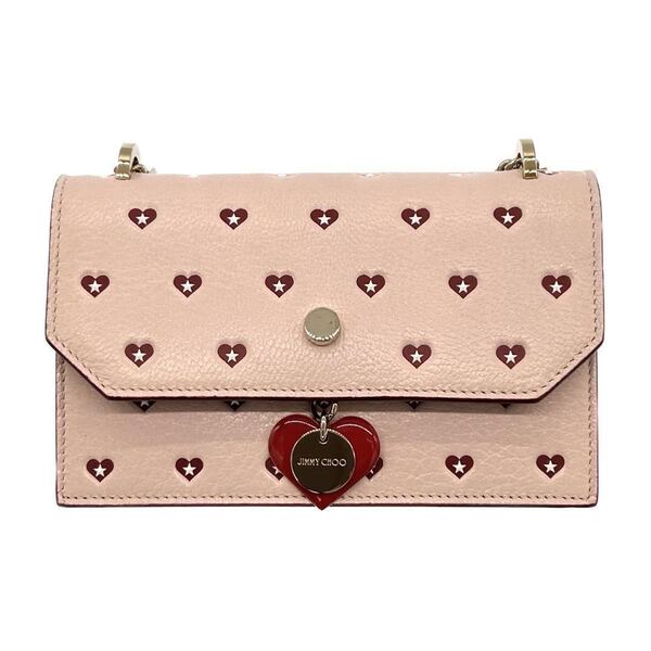 【限定・未使用 】ジミーチュウ JIMMY CHOO フィンリー ハート柄 チェーン ショルダーバッグ ピンク レッド ゴールド バッグ バレンタイン