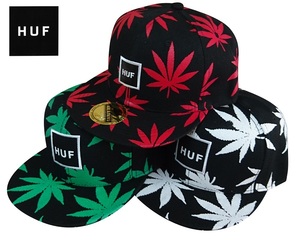 cp-HUF-Red ヘンプ ロゴ CAP ベースボールキャップ 帽子 SNAPBACK CAP HIPHOP スケーター ダンス ストリート ブラック×レッド