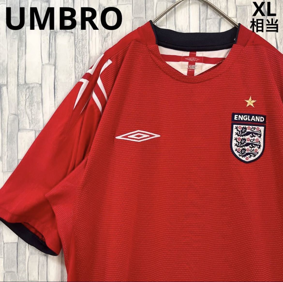 00s UMBRO ゲームシャツ Tシャツ ユニフォーム 長袖 ネイビー 赤 M