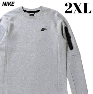 2XL 未使用【NIKE TECH FLEECE CREWNECK CU4506-063 D. GREY ナイキ テックフリース クルーネック グレー スウエット】