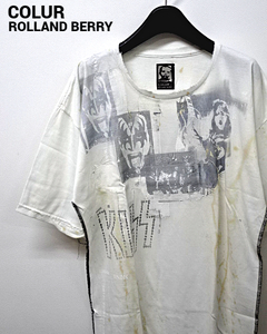 XL 未使用【COLUR by ROLLAND BERRY KISS Tee ローランドベリー Tシャツ キッス Tシャツ ロック ヘビメタ Tシャツ ダメージ加工】