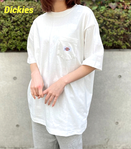 M 新品【Dickies 天竺ポケット付きミニワッペンTシャツ 3278-5431 Dickies ブランドロゴ ミドル丈 半袖 Tシャツ ディッキーズ】