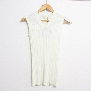 新品 未使用 タグ付き unfil アンフィル high twist cotton ribbed-knit sleeveless top リブニット ノースリーブ カットソー 1 アイボリー