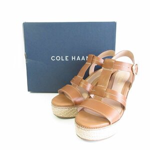 ほぼ未使用 COLE HAAN コールハーン レザー クラウドフィール オールデイ ウェッジ サンダル W23475 24cm ブラウン 茶系