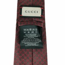 美品 GUCCI グッチ シルク100％ GG柄 レギュラータイ ネクタイ 赤×茶×白 レッド×ブラウン×ホワイト J0502_画像8