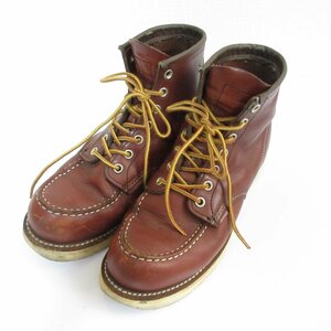 良品 RED WING レッドウィング 縦長タグ モックトゥ レースアップ ワークブーツ ショートブーツ USA製 US6.5 24.5cm 茶 ブラウン