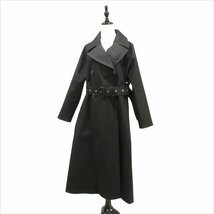 美品 22AW MACKINTOSH マッキントッシュ GLAMIS グラミス ウール ゴム引き ベルテッドロングトレンチコート 英国製 サイズ6 黒 ブラック_画像1