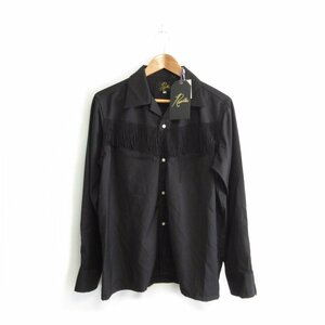 未使用 Needles ニードルズ ニードルス Fringe Cowboy Shirt 長袖 オープンカラー フリンジ ウエスタンシャツ IN134 S ブラック