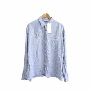 UNUSED アンユーズド western shirt シルクブレンド 長袖 ウエスタンシャツ US1189 サイズ3 ブルー 青 定価31000円