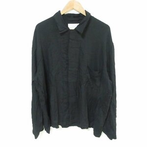 未使用タグ付き 16AW UNUSED アンユーズド pajama shirt シルクブレンド 長袖 パジャマシャツ US1146 サイズ2 黒 ブラック