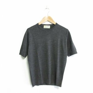 美品 旧タグ 90’S JOHN SMEDLEY ジョンスメドレー ヴィンテージ 英国製 半袖 プルオーバー ニット セーター S チャコールグレー