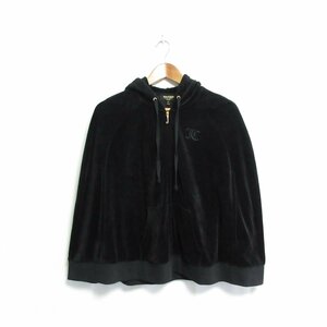  beautiful goods Juirp Couture BLACK LABEL Juicy Couture Logo embroidery velour Zip up f-ti- cape poncho XS black 