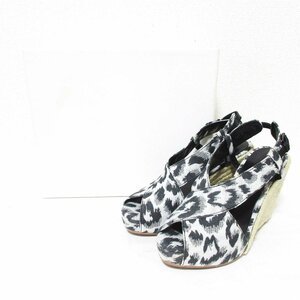  almost unused 3.1 Philip rim Leopard pattern Cross strap espadrille Wedge sole jute sandals 37 approximately 23.5cm gray 