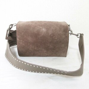 美品 ALLSAINTS オールセインツ BILLIE MINI CROSSBODY ビリー スエード ミニ スタッズショルダーバッグ クロスボディバッグ グレー