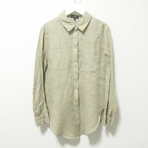 美品 20SS Theory セオリー SPRING LINEN HEKANINA LS リネン100％ 長袖 シャツ ウォッシャブルブラウス S ベージュ 604