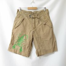 Polo by RALPH LAUREN ポロバイラルフローレン ペイント ダメージ×ヴィンテージ加工 ショートパンツ M ベージュ 062_画像1