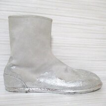 未使用 MAISON MARGIELA メゾンマルジェラ22 スエード ペンキ加工 足袋ブーツ ショートブーツ 39 約24.5cm ライトグレー C0603_画像4