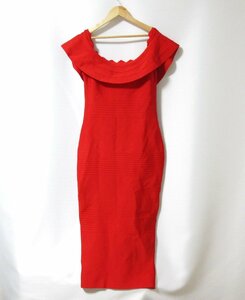 新品 未使用 LORETA ロリータオーストラリア オフショルダー ロング丈 タイト ニット ワンピース ドレス 大きいサイズ XXL 赤 レッド 061
