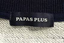 美品【定価3.19万】PAPAS+ パパス プラス TOP＆生地染め裏毛 ショートジップトレーナー LL スウェット ロゴ刺繍ワッペン【22AW】メンズ_画像9