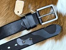 ◆モデル出品◆新品-カモデザイン- 肉厚レザーベルト黒 ワンランク上の上質本革 隠れ迷彩ブラック leather belt ※選べる8800円ベルトNo.8_画像7