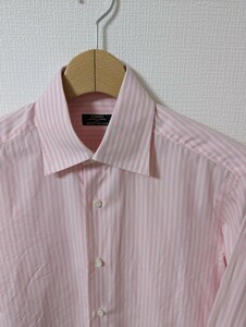 美品　BARBA　バルバ　シャツ　ドレスシャツ　38　ピンク×白　ストライプ　ブロード生地　イタリア製