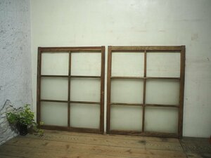 taK0781*(1)[H103cm×W86cm]×2 листов * античный * тест ... есть старый дерево рамка-оправа стекло дверь * двери раздвижная дверь рама старый мебель retro гараж склад K внизу 