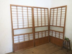 taK0850*[H176,5cm×W89,5cm]×3 sheets * glass entering. retro shoji door * fittings glass door sliding door old Japanese-style house block house peace . used housing interior building material M pine 