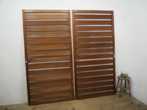 taL0016*(1)[H190,5cm×W94cm]×2 sheets * Vintage * retro modern . large wooden sliding door * fittings sash louver divider Northern Europe style L pine 