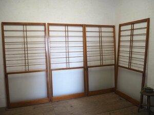 taL0014*(4)[H177cm×W86,5cm]×4 sheets * glass entering. retro shoji door * fittings glass door sliding door old Japanese-style house block house peace . hotel Vintage M pine 