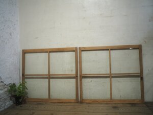 taL0044*(4)[H79cm×W87,5cm]×2 sheets * natural . tree taste. old tree frame glass door * old fittings sliding door sash small window Cafe retro Vintage K under 