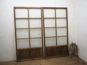 taL0147*(2)[H173,5cm×W87,5cm]×2 sheets * antique * taste ... exist old wooden glass door * fittings sliding door sash entranceway door old Japanese-style house block house L pine 