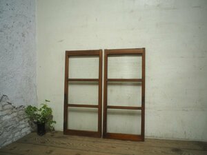 yuL0269*[H85,5cm×W39cm]×2 sheets * pretty molding glass. old tree frame sliding door * fittings glass door sash small window Cafe miscellaneous goods shop retro Vintage A under 
