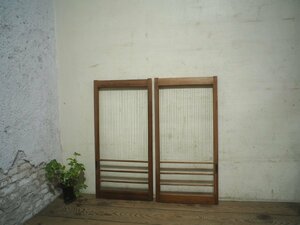 yuL0270*[H86cm×W42cm]×2 sheets * pretty molding glass. old tree frame sliding door * fittings glass door sash small window Cafe miscellaneous goods shop retro Vintage A under 