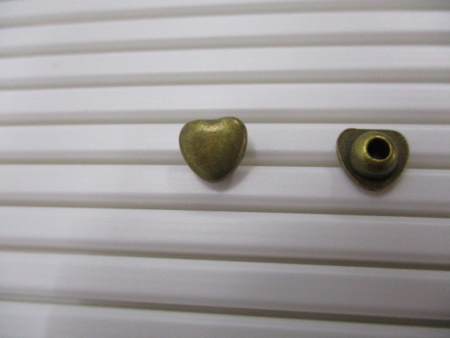 Leather Craft Design Caulk Mini Heart Antique Gold 7 x 7cm 10 pieces Auxiliary materials Handmade New Unused See photo details DEK 2-3, hand craft, handicraft, leather craft, material