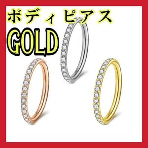  earrings body pierce 16G ring hoop metal allergy Gold stainless steel gold bp