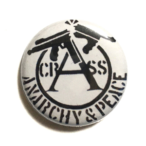 25mm 缶バッジ CRASS ANARCHY & PEACE クラス アナーコ クラスト Punk パンク Gee Vaucher
