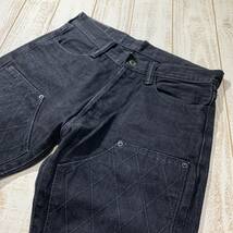 【倉敷天領デニム】TENRYO DENIM オリジナルダブルニーワークパンツ ブラックセルビッジデニム 32インチ_画像1