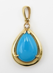 [ precious metal ] turquoise pendant top /K18/ Gold / lady's / jewelry / accessory / turquoise / color stone / gem 