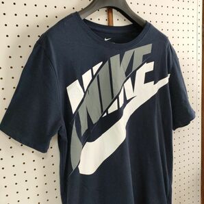 NIKE ナイキ BIGスウォッシュ　デカロゴ　Tシャツ　古着　ネイビー　L　紺