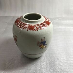 愛陶 チャイナ 童子 陶器 壺 染付 煎茶道具 色絵 子供 遊戯 壷 古美術 デザイン アート インテリア ※蓋なし