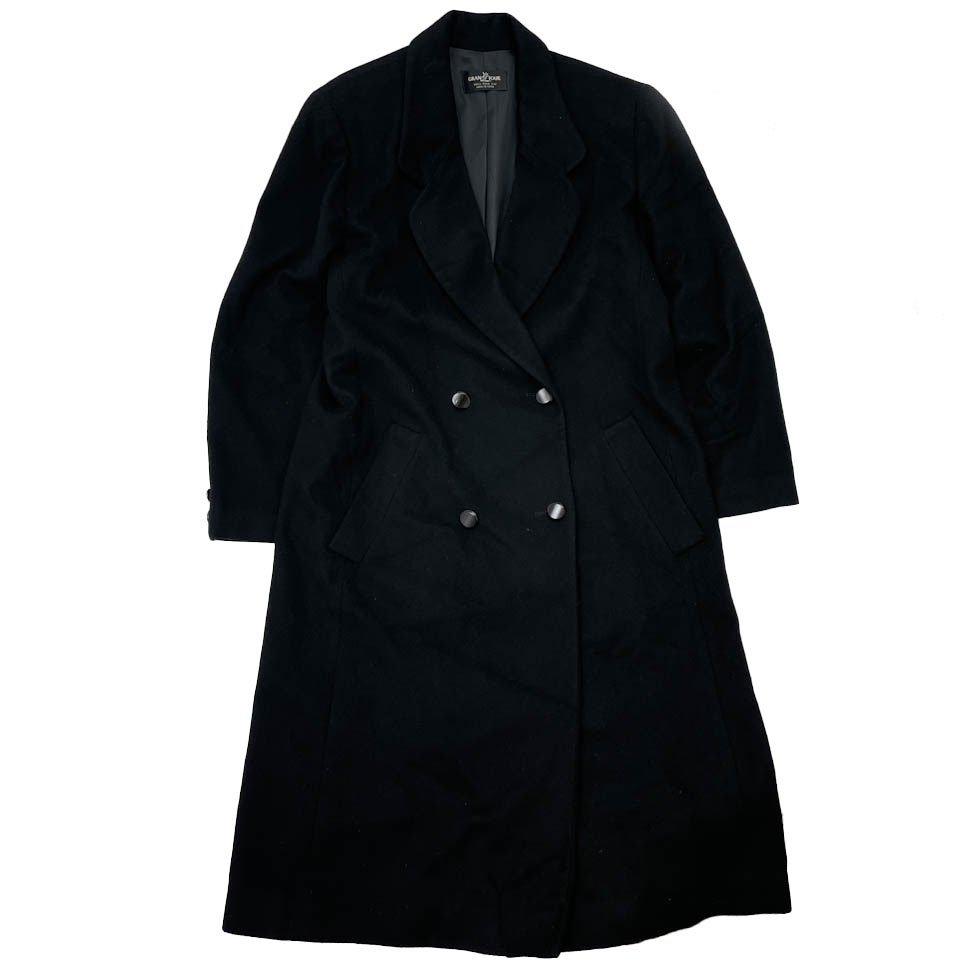 美品☆日本製☆レオナール カシミヤ100% ブラックロングコート 13号 XL